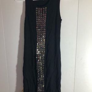 BCBG MaxAzria Black dress with shimmering silver design in front